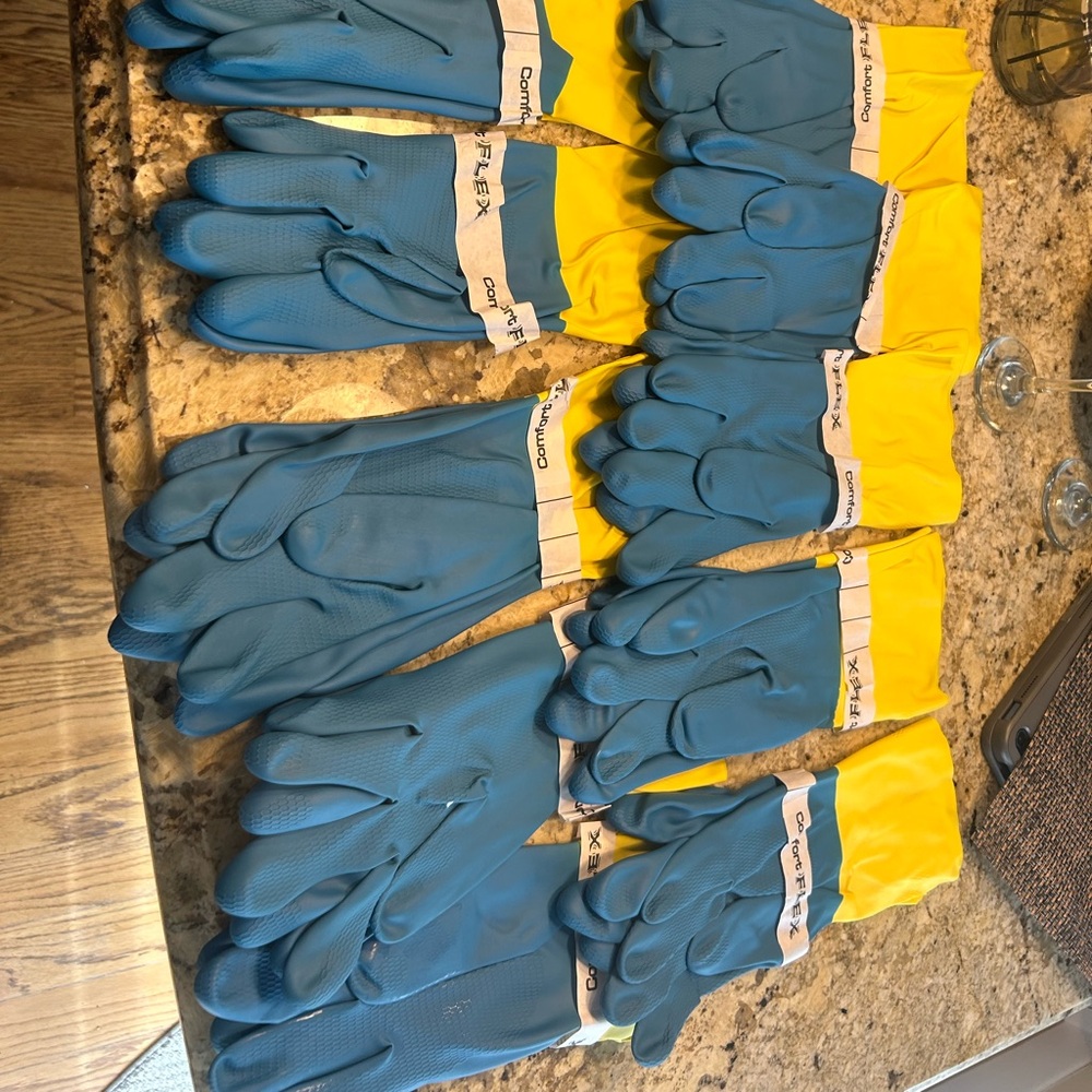 Blue and Yellow Gloves